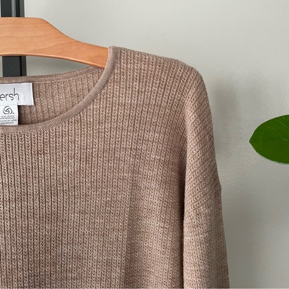 Kersh Merino Wool Blend Knit Sweater Pullover Tan Size Medium - Picture 3 of 9